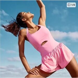 Free People Movement FP Pink Righteous Runsie Romper Pickleball Tennis Medium